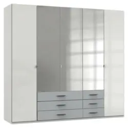 Drehtürenschrank in Weiß, Hellgrau