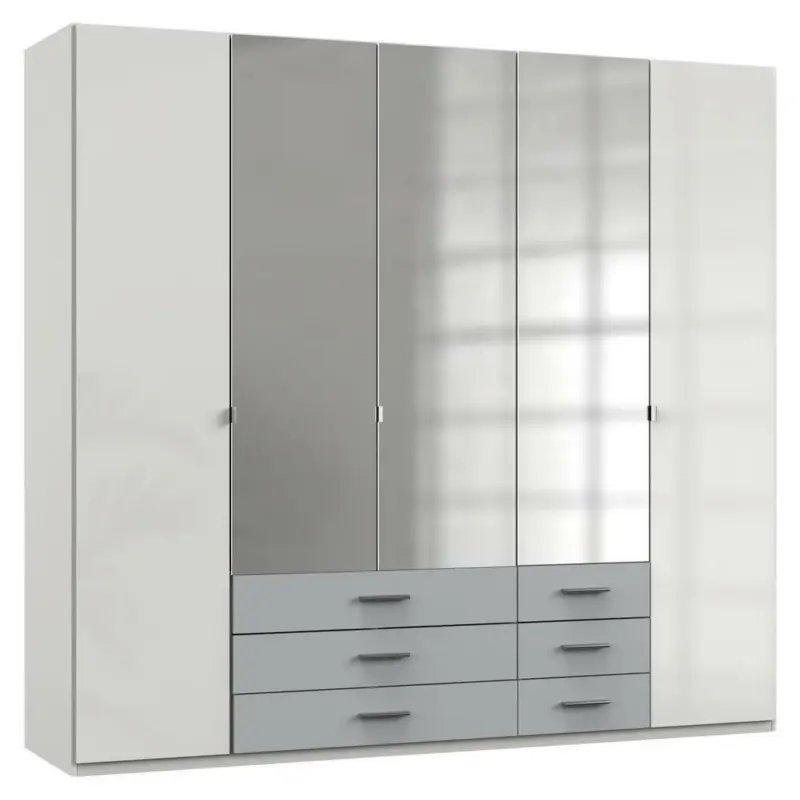 Drehtürenschrank in Weiß, Hellgrau