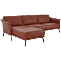 Ecksofa in Echtleder Weinrot