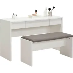 Schminktisch in Grau, Weiß