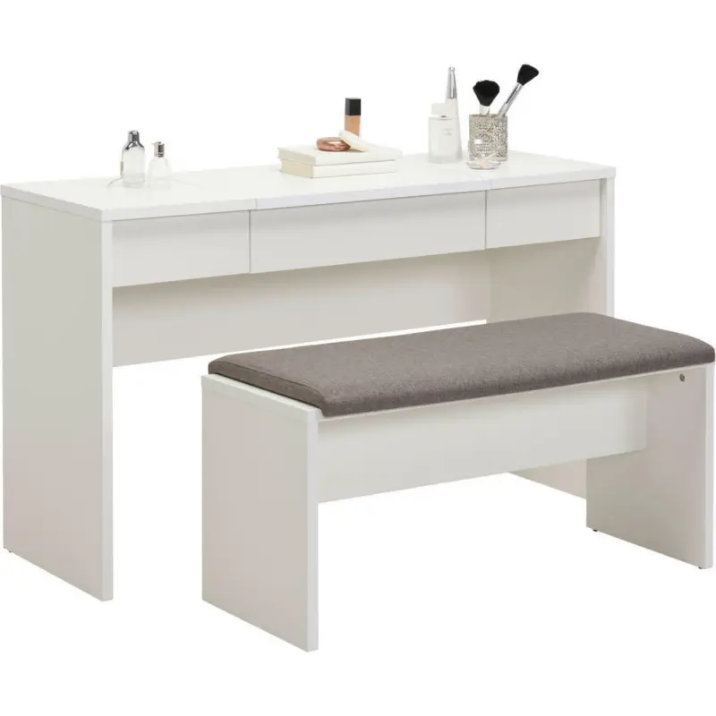 Schminktisch in Grau, Weiß