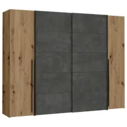 Kleiderschrank in Eichefarben, Dunkelgrau