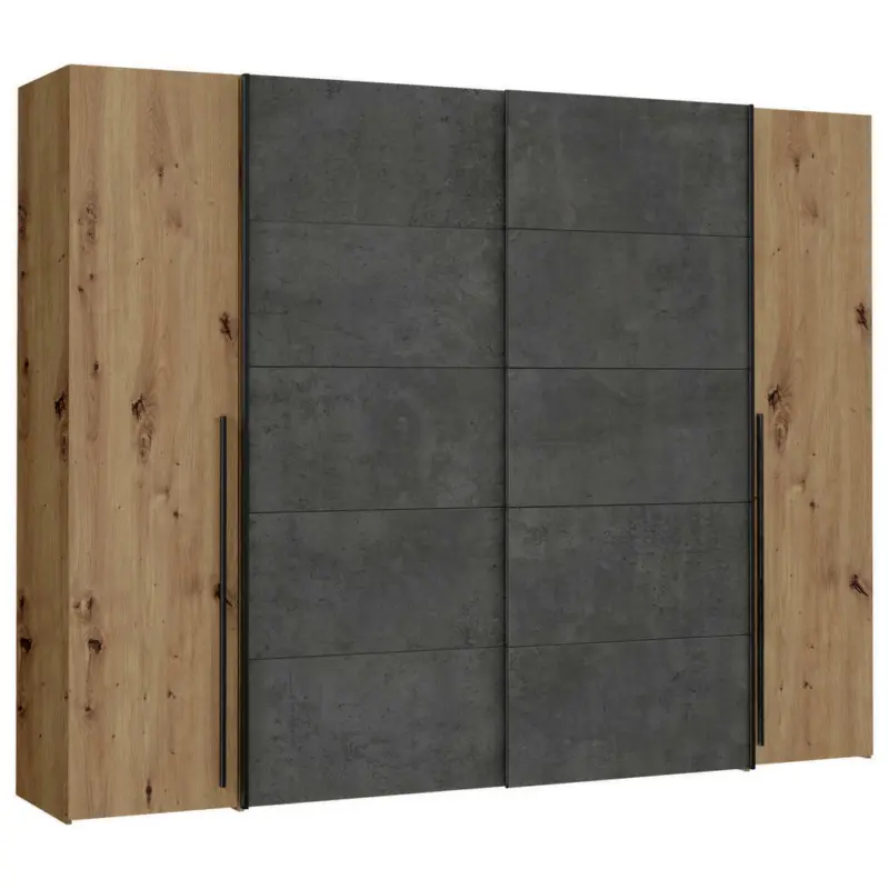 Kleiderschrank in Eichefarben, Dunkelgrau