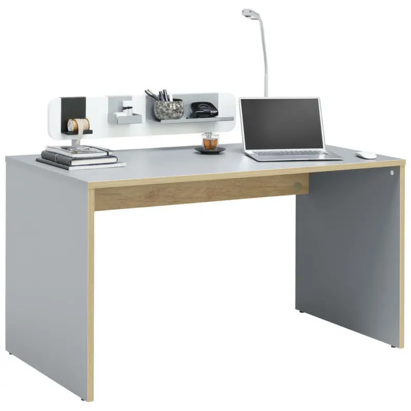 Schreibtisch 130/70/72,7 cm in Grau, Eichefarben