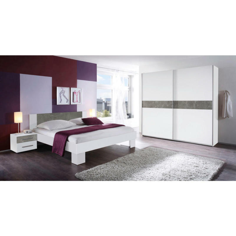 Schlafzimmer 180/200 cm in Grau, Weiß
