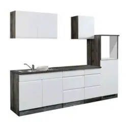 Küchenleerblock 270 cm in Grau, Weiß