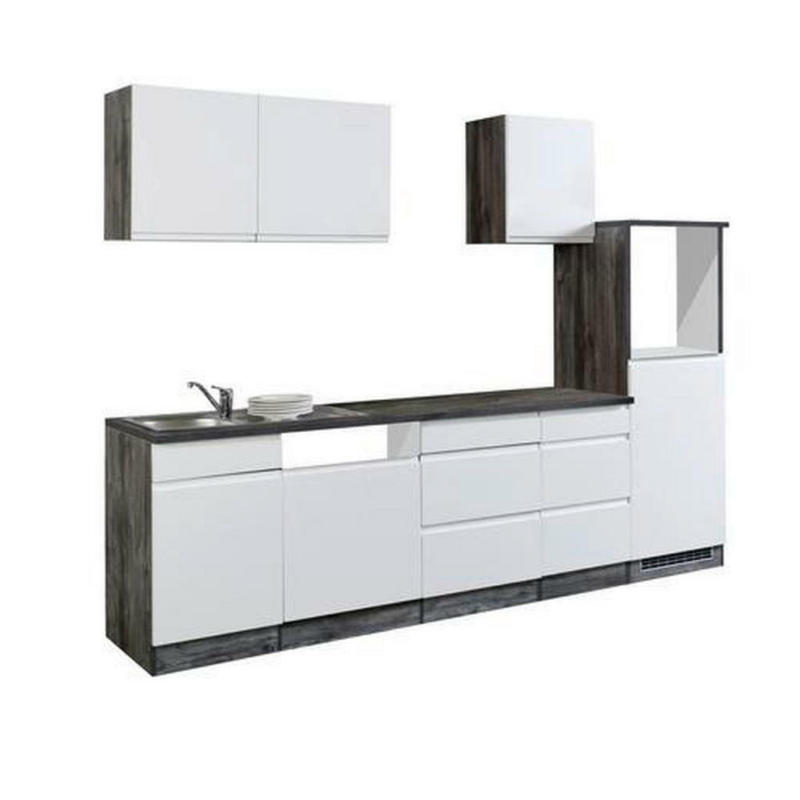 Küchenleerblock 280 cm in Grau, Weiß