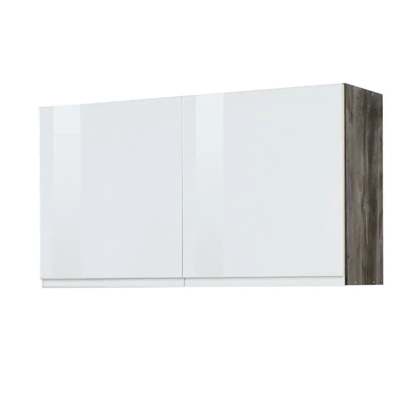 Küchenoberschrank 100/57/34 cm in Grau, Weiß Hochglanz