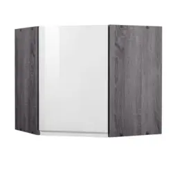 Eckoberschrank 60/57/60 cm in Grau, Weiß Hochglanz