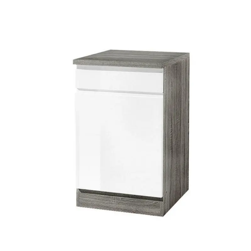 Küchenunterschrank 50/85/60 cm in Grau, Weiß Hochglanz