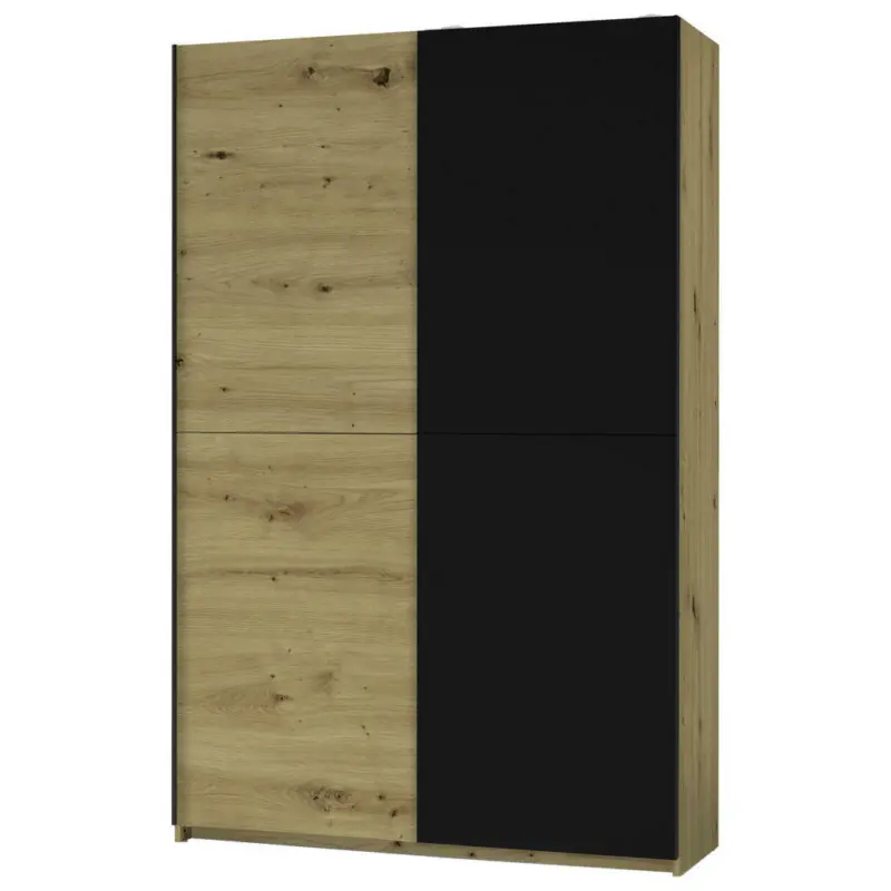 Schwebetürenschrank in Schwarz, Eichefarben