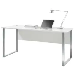 Schreibtisch 170/73/76 cm in Silberfarben, Hellgrau