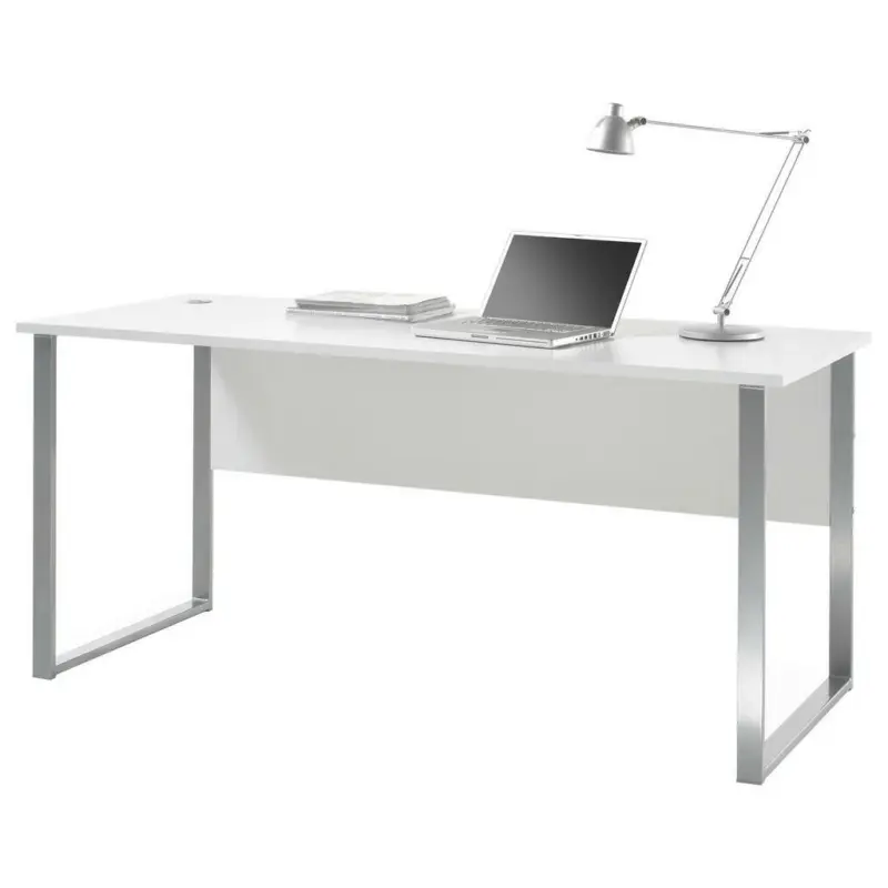 Schreibtisch 170/73/76 cm in Silberfarben, Hellgrau