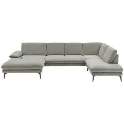 Wohnlandschaft in Webstoff Grau