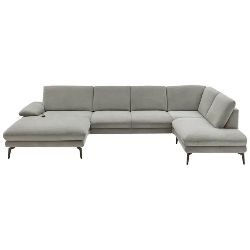 Wohnlandschaft in Webstoff Grau