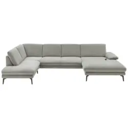 Wohnlandschaft in Webstoff Grau