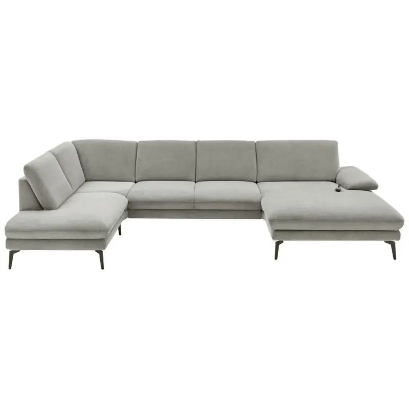 Wohnlandschaft in Webstoff Grau