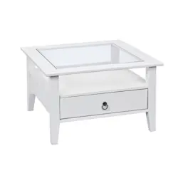 Couchtisch in Holz, Glas 75/75/45 cm