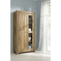 Vitrine in massiv Sheesham Naturfarben