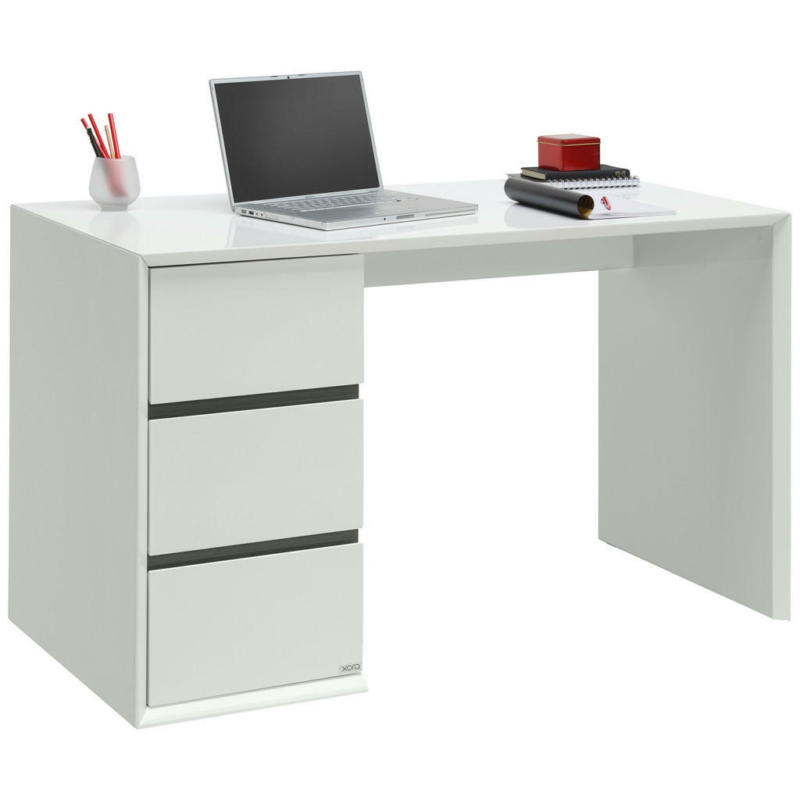 Schreibtisch 125/60/76 cm in Schwarz, Weiß