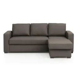 Ecksofa in Lederlook Braun