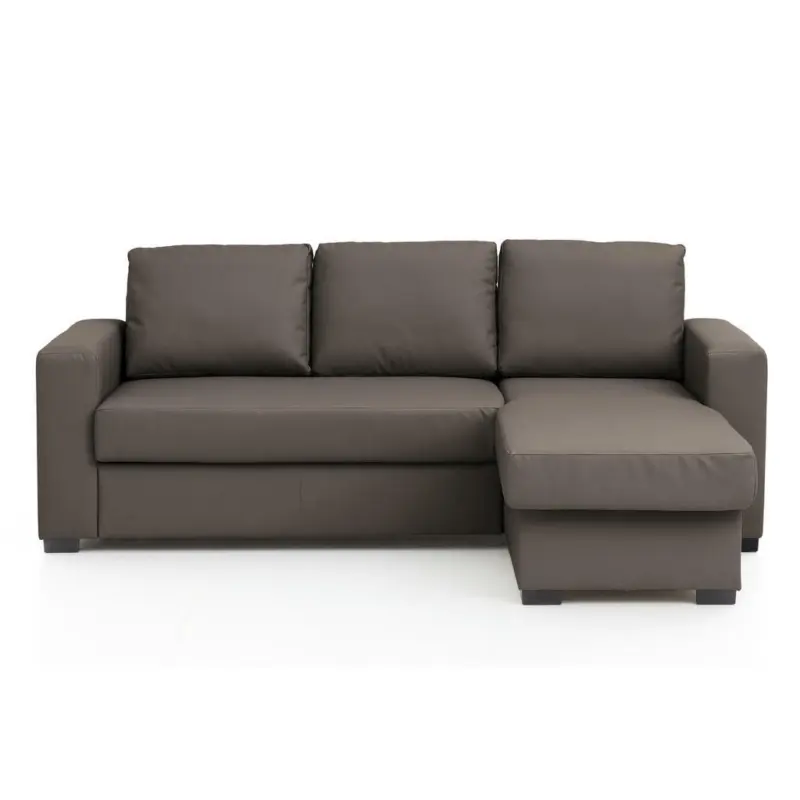Ecksofa in Lederlook Braun