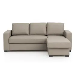 Ecksofa in Lederlook Sandfarben