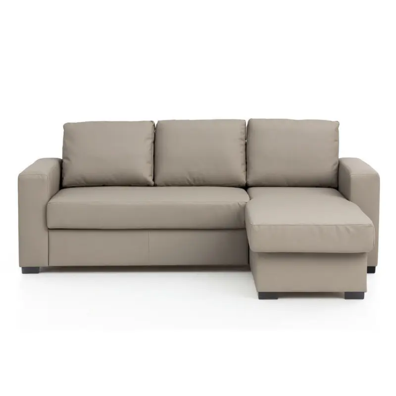 Ecksofa in Lederlook Sandfarben