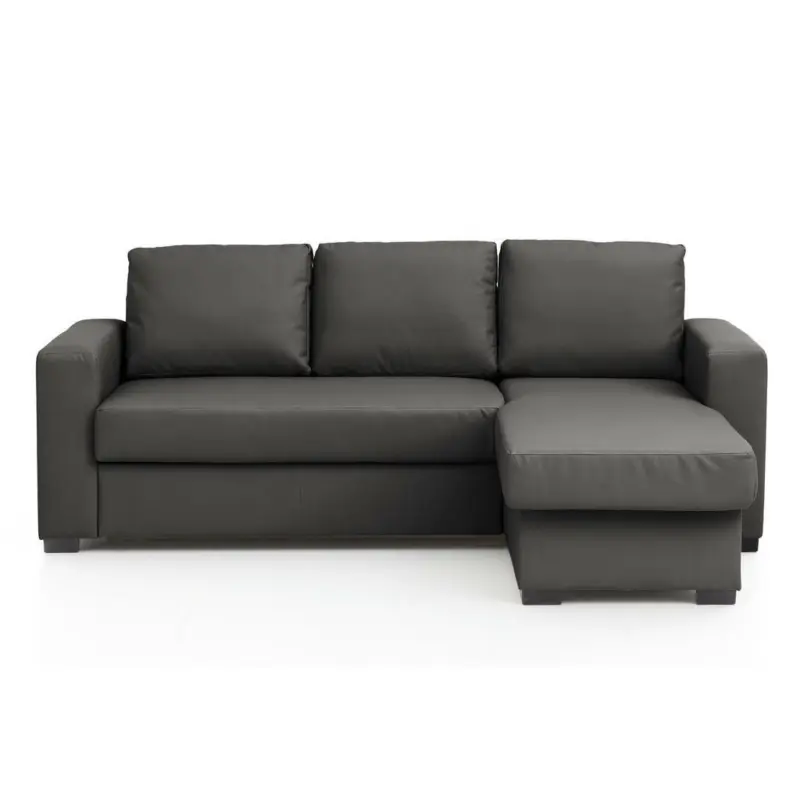 Ecksofa in Lederlook Dunkelgrau