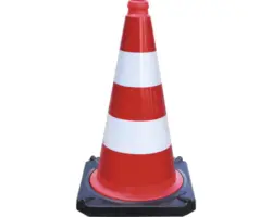 Leitkegel BASt geprüft nach TL PVC zweiteilig vollreflektierende Folie Typ RA1/A rot-weiß Ø 36 cm 40 x 50 cm