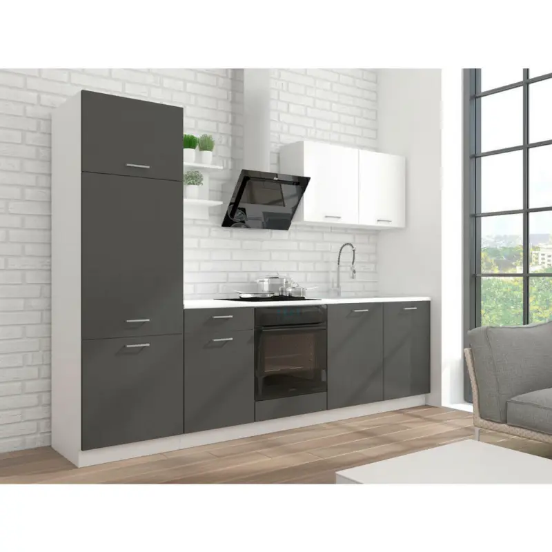Küchenleerblock 270 cm in Grau, Weiß