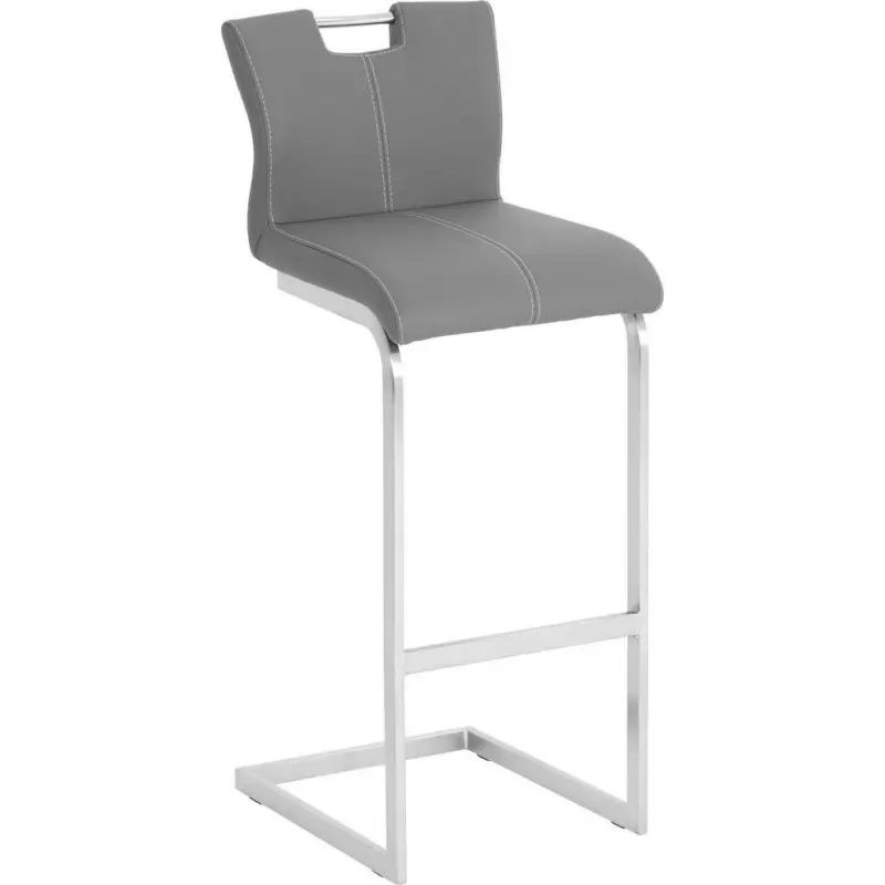 Barhocker in Metall, Textil Grau, Edelstahlfarben