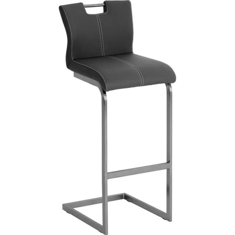 Barhocker in Metall, Textil Schwarz, Edelstahlfarben