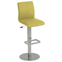 Barhocker in Metall, Textil Gelb, Edelstahlfarben