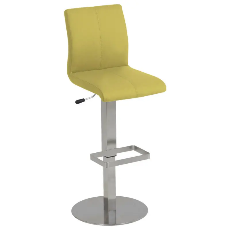 Barhocker in Metall, Textil Gelb, Edelstahlfarben