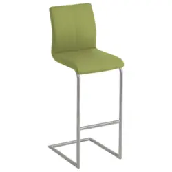 Barhocker in Metall, Textil Edelstahlfarben, Limette