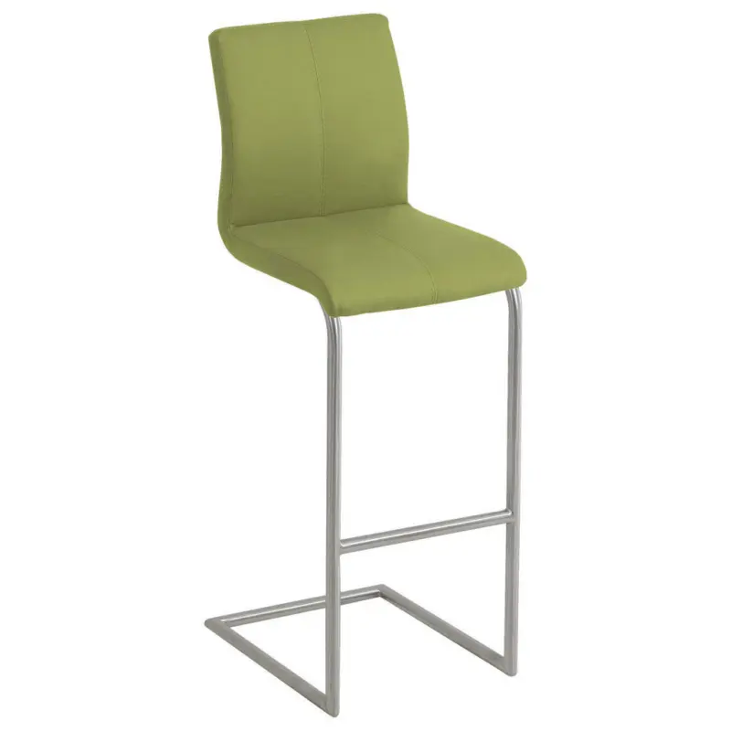 Barhocker in Metall, Textil Edelstahlfarben, Limette
