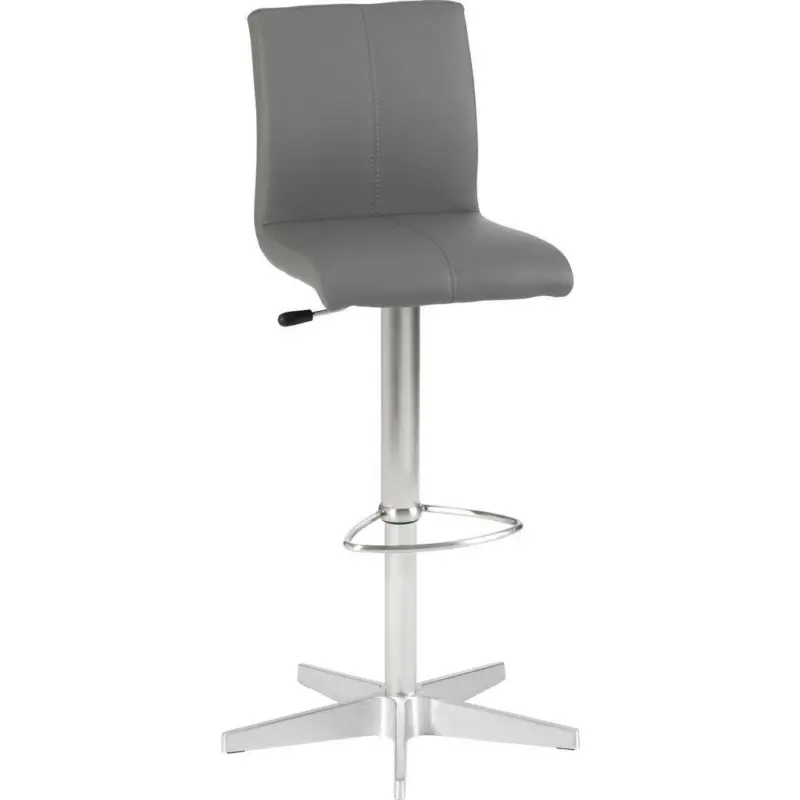 Barhocker in Metall, Textil Grau, Edelstahlfarben