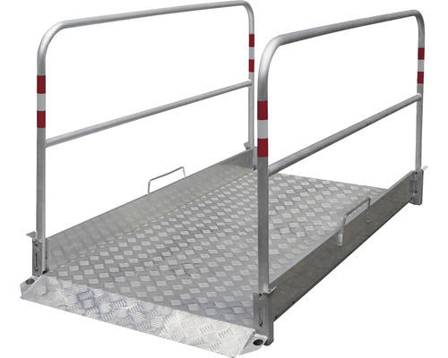 Grabenbrücke Aluminium rutschsicherem Alu-Tränenblech 3/4 mm inkl. Auffahrrampe 220 x 100 cm