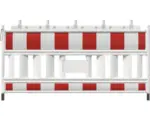Hornbach EURO2 Schrankenzaun Typ Nox Kunststoff mit Schranke, Tastleiste und retroreflektierende Folie Typ RA1/A rot-weiß inkl vormontierte Lampenadapter 200 x 100 cm