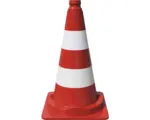 Hornbach Leitkegel BASt geprüft nach TL PVC einteilig vollreflektierende Folie Typ RA1/A rot-weiß Ø 36 cm 40 x 50 cm