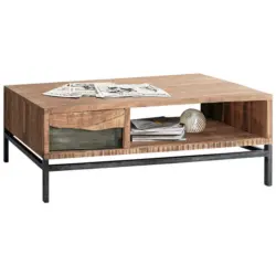 Couchtisch in Holz, Metall 118/70/40 cm
