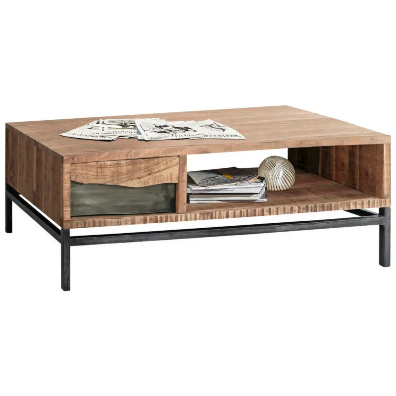 Couchtisch in Holz, Metall 118/70/40 cm