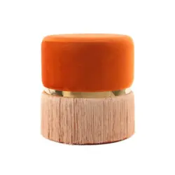 Hocker in Metall, Textil, Holzwerkstoff Orange, Goldfarben, Champagner