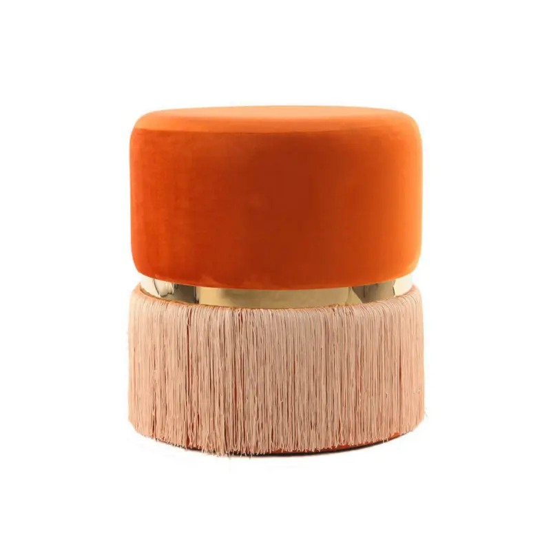 Hocker in Metall, Textil, Holzwerkstoff Orange, Goldfarben, Champagner