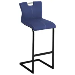 Barhocker in Metall, Textil Blau, Schwarz