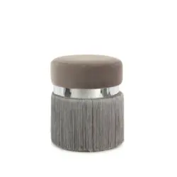 Hocker in Metall, Textil, Holzwerkstoff Grau, Silberfarben