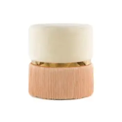 Hocker in Metall, Textil, Holzwerkstoff Goldfarben, Champagner