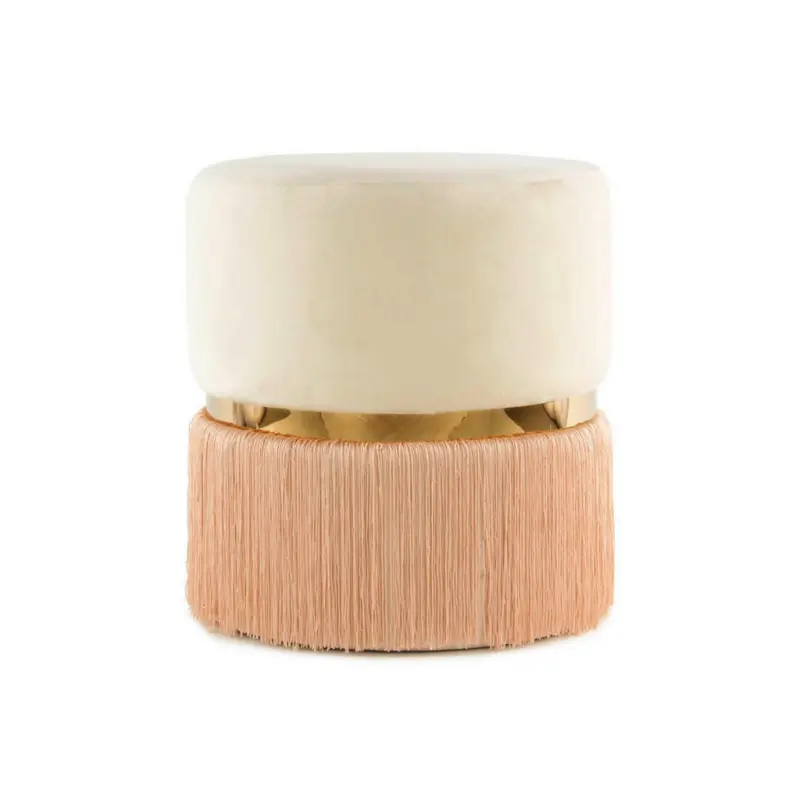 Hocker in Metall, Textil, Holzwerkstoff Goldfarben, Champagner