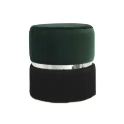 Hocker in Metall, Textil, Holzwerkstoff Schwarz, Silberfarben, Dunkelgrün